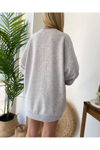 Jose Clothing Γκρι φούτερ Unisex oversized - Κοπή με 2 κλωστές χωρίς σχέδιο
