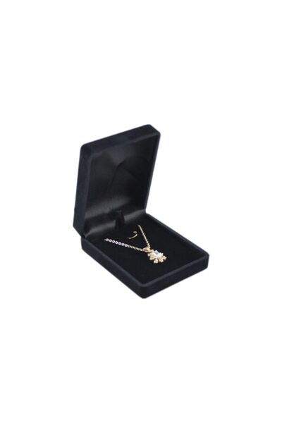 Genel Markalar Kadife Siyah Kolye Kutusu 6x8