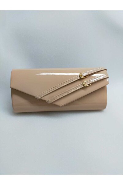 teknotrust Plain Nude Patent Leather Gold Belt Buckle Evening Dress Bag Styli...