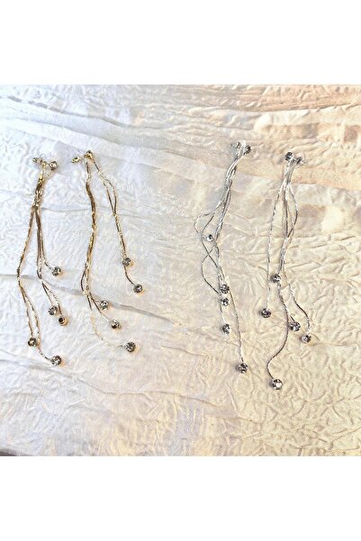 Silay Arkalı Önlü Zincirli Taşlı Püskül Küpe