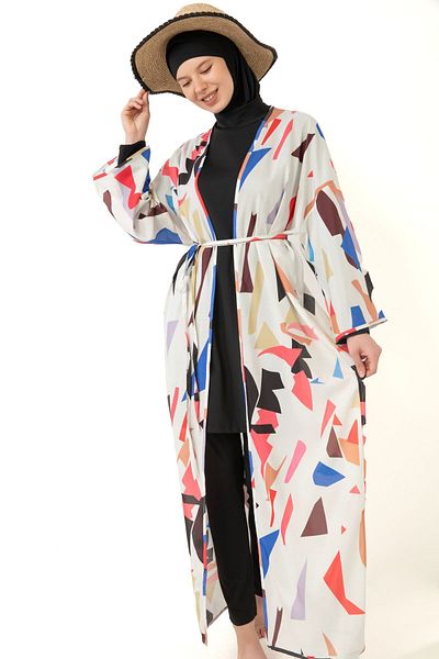 medipek Hijab Badeanzug - Gemusterter Pareo Kimono Kaftan
