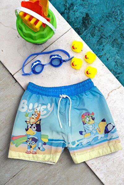 Mayom Erkek Çocuk Bluey Baskılı Bel Bağcıklı Deniz Şortu