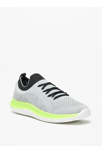 Dash Textured Slip-On Walking Shoes with Lace Detail