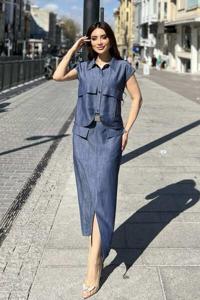 FEVER Toka detaylı denim etek