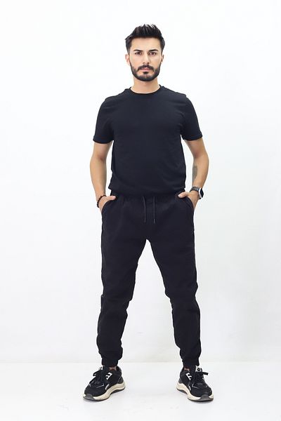 GZT TEKSTİL Men's Relaxed Cut Elastic Waist Woven Trousers - T7800