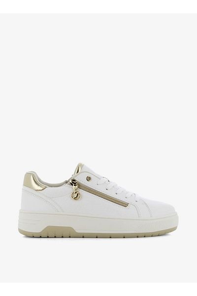 SJ Women's Solid Sneakers with Lace-Up Closure and Zipper Detail