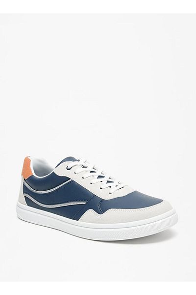 LBL by Shoexpress Solid Low Ankle Sneakers with Lace-Up Closure