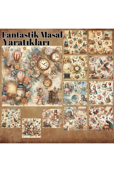 Pink Swan Craft مجموعة ملصقات قصة رائعة مكونة من 12 قطعة من ملصقات القصاصات - ملصق مخطط غير لامع لمجلة رصاصة