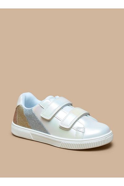 Juniors Glitter Embellished Sneakers with Hook and Loop Closure
