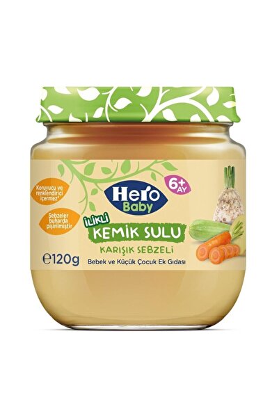 Hero Baby Kemik Sulu Karışık Sebzeli Kavanoz Mama 120g 12 Adet