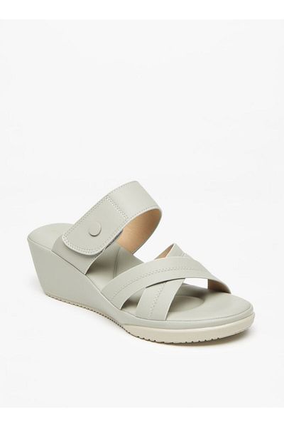 Flora Bella by Shoexpress Solid Cross Strap Sandals with Wedge Heels