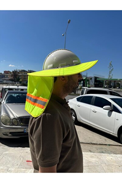 Hunsafety Baret Güneşliği - Baş Boyun Koruma - Güneş Koruması - Sarı Renk