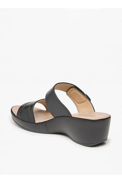Flora Bella by Shoexpress Monogram Print Slip-On Sandals with Platform Heels
