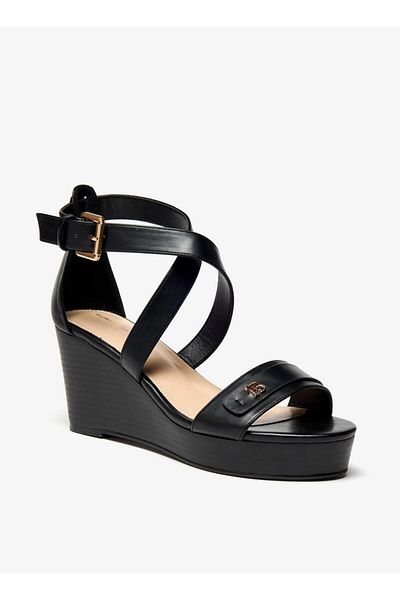 Flora Bella by Shoexpress Cross Strap Wedge Heeled Sandals with Buckle Closure