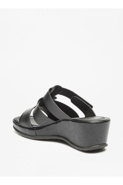 Flora Bella by Shoexpress Textured Slide Sandal with Wedge Heels