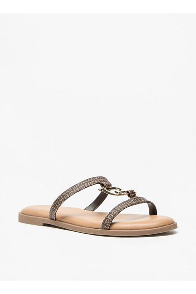 Flora Bella by Shoexpress Solid Slip-On Sandals with Logo Accent
