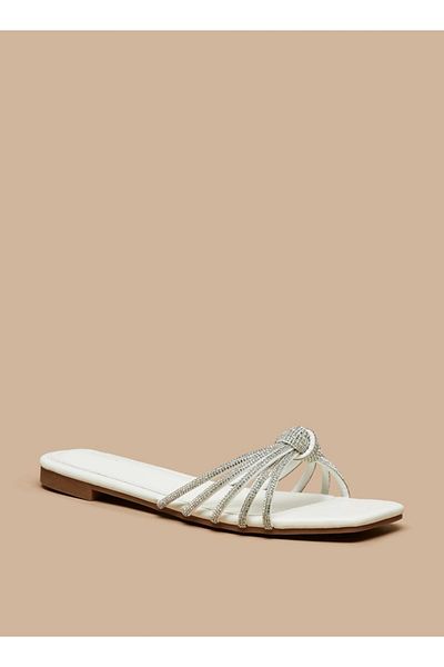 Flora Bella by Shoexpress Embellished Slip-On Sandals with Knot Detail