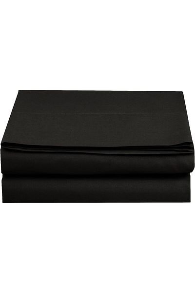 Soft Colours ملاءة سرير مزدوجة مسطحة بدون مطاط مقاس 220x240 سم باللون الأسود