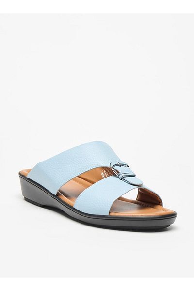 LBL by Shoexpress Textured Slip-On Arabic Sandals with Buckle Accent