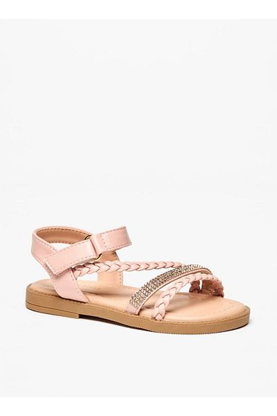 Flora Bella by Shoexpress Embellished Sandals with Hook and Loop Closure