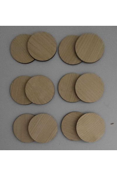 firdevsi hobi Double Sided Maple Patterned Supla - 10cm Diameter, 3mm Mdfa, 12 Pieces