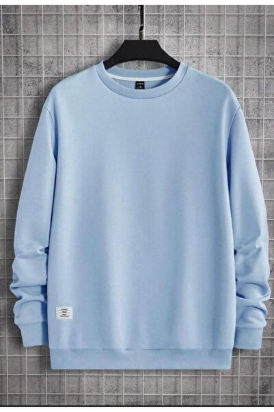 VESTIR BIEN Oversize Plain Blue Sweatshirt