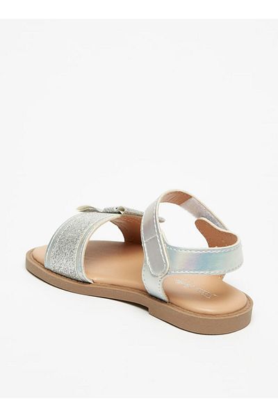 Flora Bella by Shoexpress Glitter Textured Sandals with Hook and Loop Closure