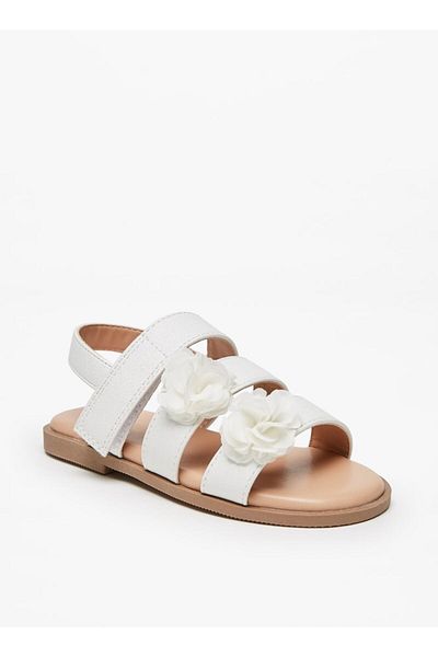 Flora Bella by Shoexpress Girls' Applique Sandals with Hook and Loop Closure