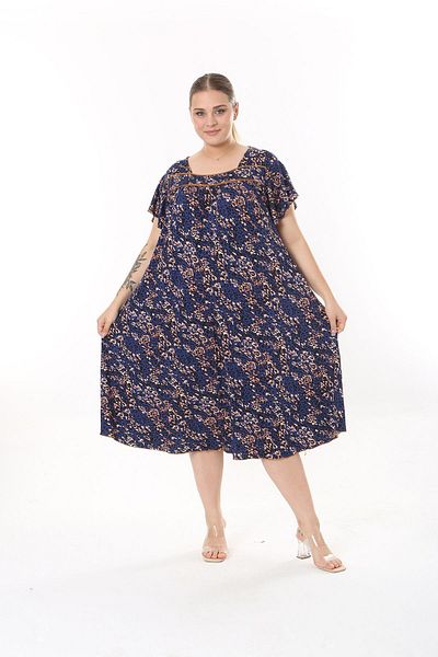 XL Modam Φόρεμα Plus Size Navy Blue Lycra - Πολύχρωμο