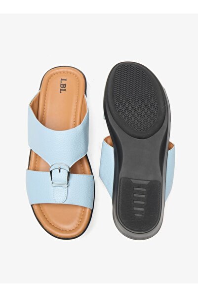 LBL by Shoexpress Textured Slip-On Arabic Sandals with Buckle Accent