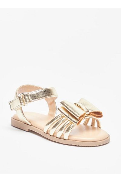 Flora Bella by Shoexpress Bow Accent Sandals with Hook and Loop Closure