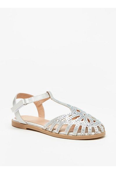 Flora Bella by Shoexpress Embellished Sandals with Hook and Loop Closure