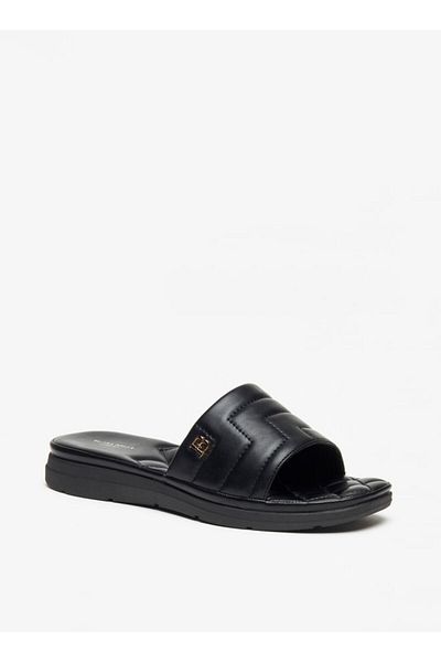 Flora Bella by Shoexpress Quilted Slides with Metallic Accent