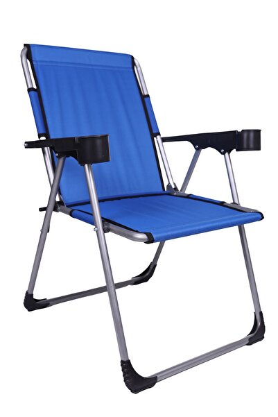 ALİN METAL Tek Kişilik 140 Kg Taşima Kapasiteli Lüks Bardaklıklı Kamp & Piknik Sandalyesi Metal Katlanabilir 3