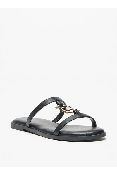 Flora Bella by Shoexpress Solid Slip-On Sandals with Logo Accent