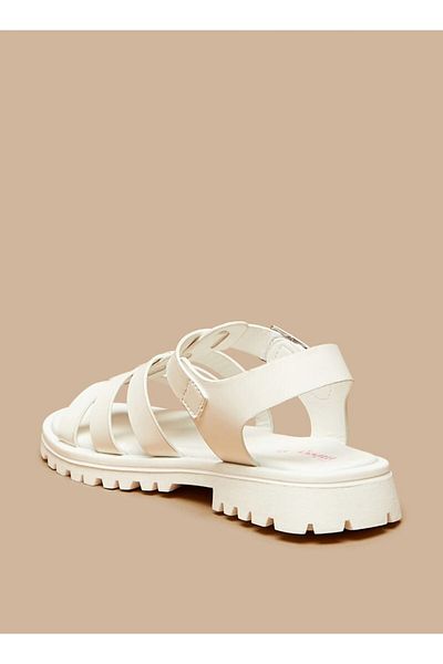 Little Missy Solid Open Toe Sandals with Buckle Closure