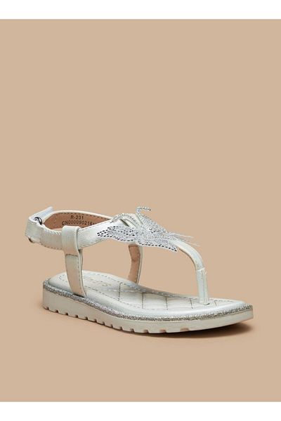 Juniors Butterfly Embellished Sandals with Hook and Loop Closure