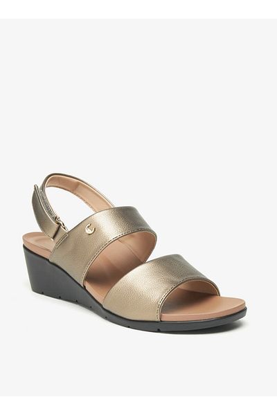 Le Confort Textured Wedge Heel Sandals with Hook and Loop Closure