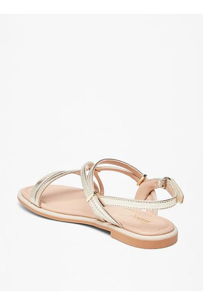 Little Missy Strappy Flat Sandals with Hook and Loop Closure