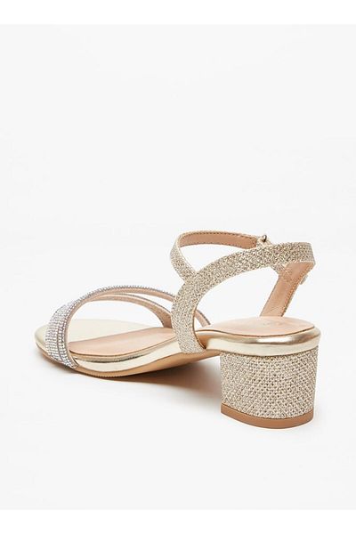 Celeste Girls' Embellished Block Heeled Sandals with Hook and Loop Closure