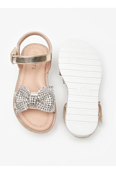 Juniors Bow Embellished Sandals with Hook and Loop Closure