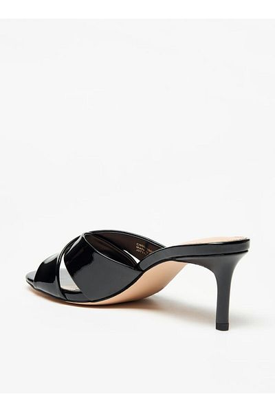 Celeste Women's Solid Slip-On Sandals with Stiletto Heels and Logo Accent