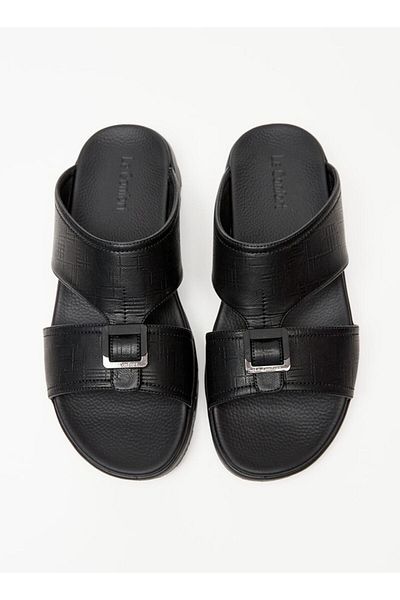Le Confort Textured Slip-On Arabic Comfort Sandals with Buckle Detail