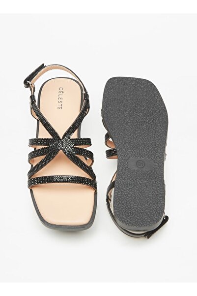 Celeste Girls' Embellished Flat Sandals with Hook and Loop Closure