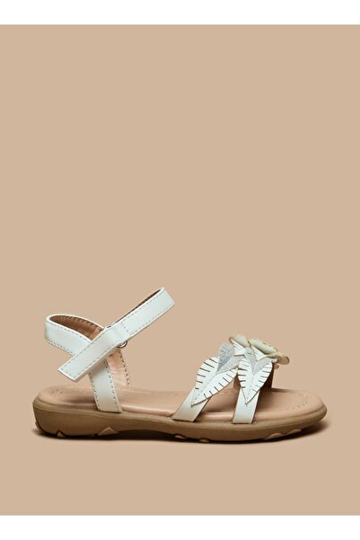 Juniors Floral Accent Flat Sandals with Hook and Loop Closure