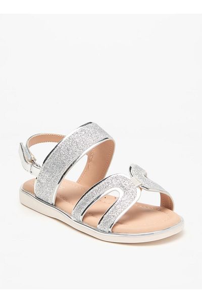 Juniors Glitter Detail Sandals with Hook and Loop Closure