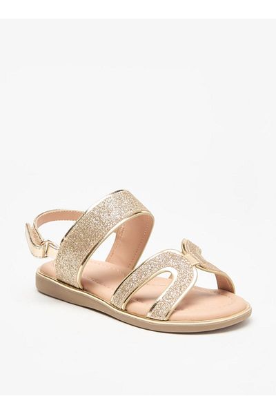 Juniors Glitter Detail Sandals with Hook and Loop Closure