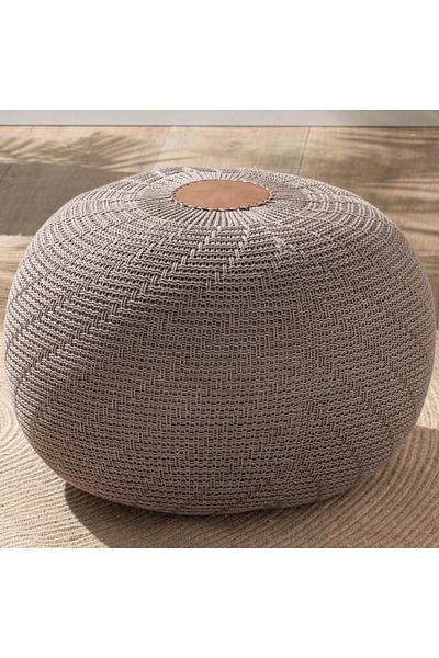 English Home Pouf Hocker, Runder Pouf, Sitzhocker, Pouffe, Fußhocker, Strickpouf Hocker für Wohnzimmer