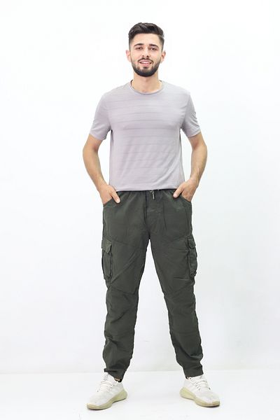 GZT TEKSTİL Men's Cargo Pants - Loose Elastic Waist (J-B 1833)