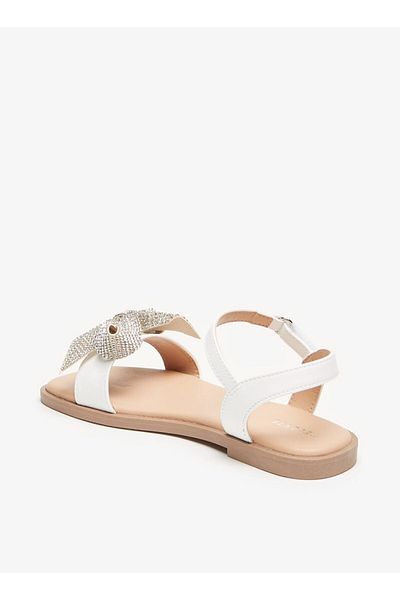 Celeste Girls' Embellished Bow Sandals with Hook and Loop Closure